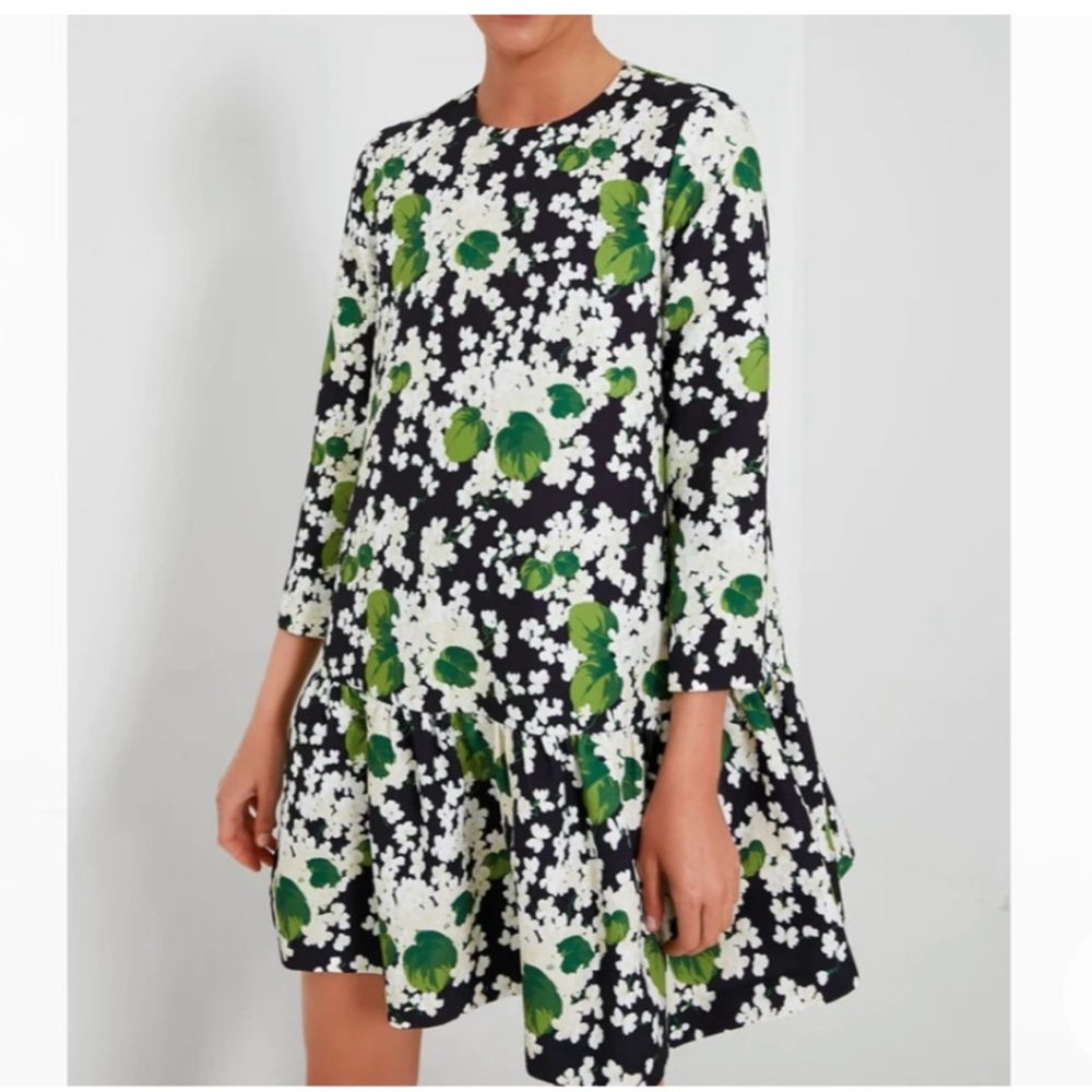 Tuckernuck Black and Green Floral Long Sleeve Dress